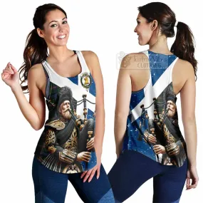 Allison Tartan Women's Racerback Tanks with Family Crest Scottish Bagpiper Vibes