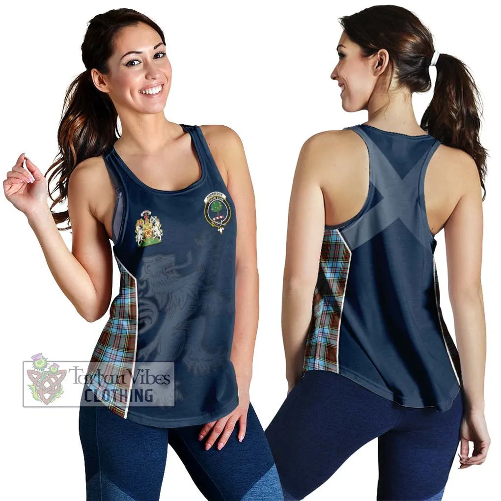 Anderson Ancient Tartan Women's Racerback Tanks with Family Crest and Lion Rampant Vibes Sport Style