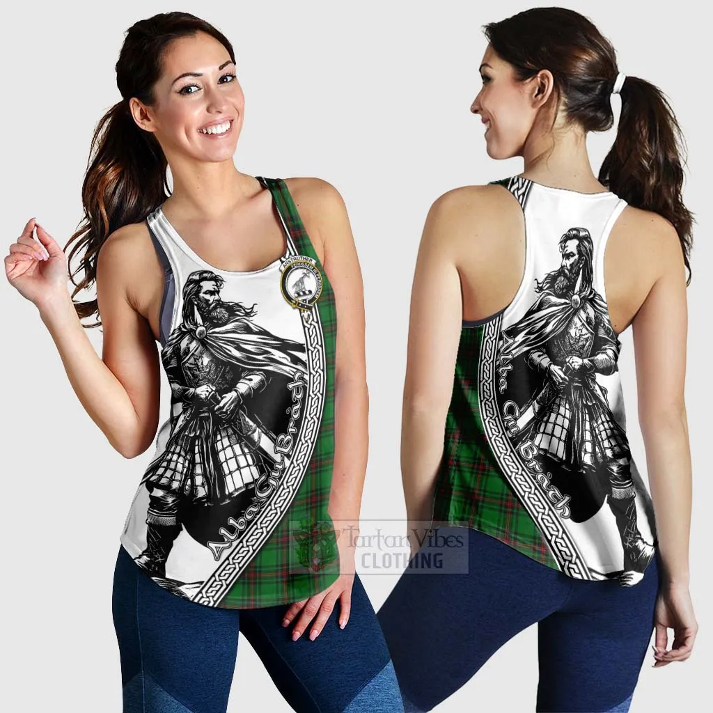 Anstruther Tartan Clan Crest Women's Racerback Tanks with Highlander Warrior Celtic Style