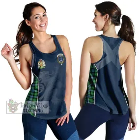 Arbuthnot Ancient Tartan Women's Racerback Tanks with Family Crest and Lion Rampant Vibes Sport Style