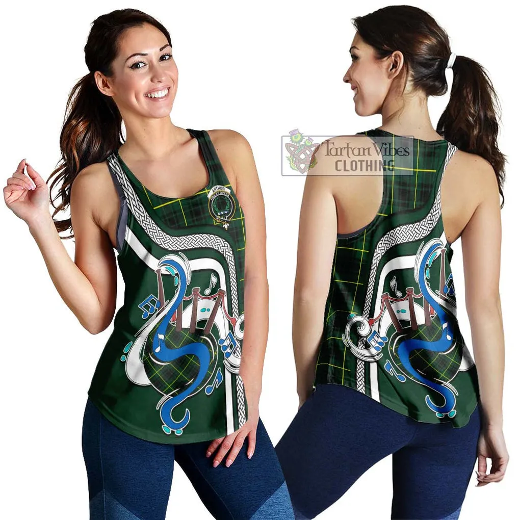 Arthur Modern Tartan Women's Racerback Tanks with Epic Bagpipe Style