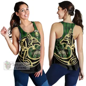 Arthur Tartan Women's Racerback Tanks with Family Crest Celtic Wolf Style