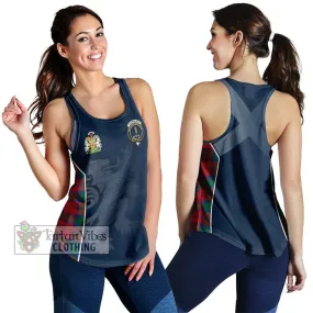 Auchinleck (Affleck) Tartan Women's Racerback Tanks with Family Crest and Lion Rampant Vibes Sport Style