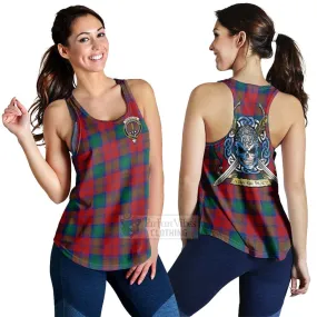 Auchinleck (Affleck) Tartan Women's Racerback Tanks with Family Crest Celtic Skull Style