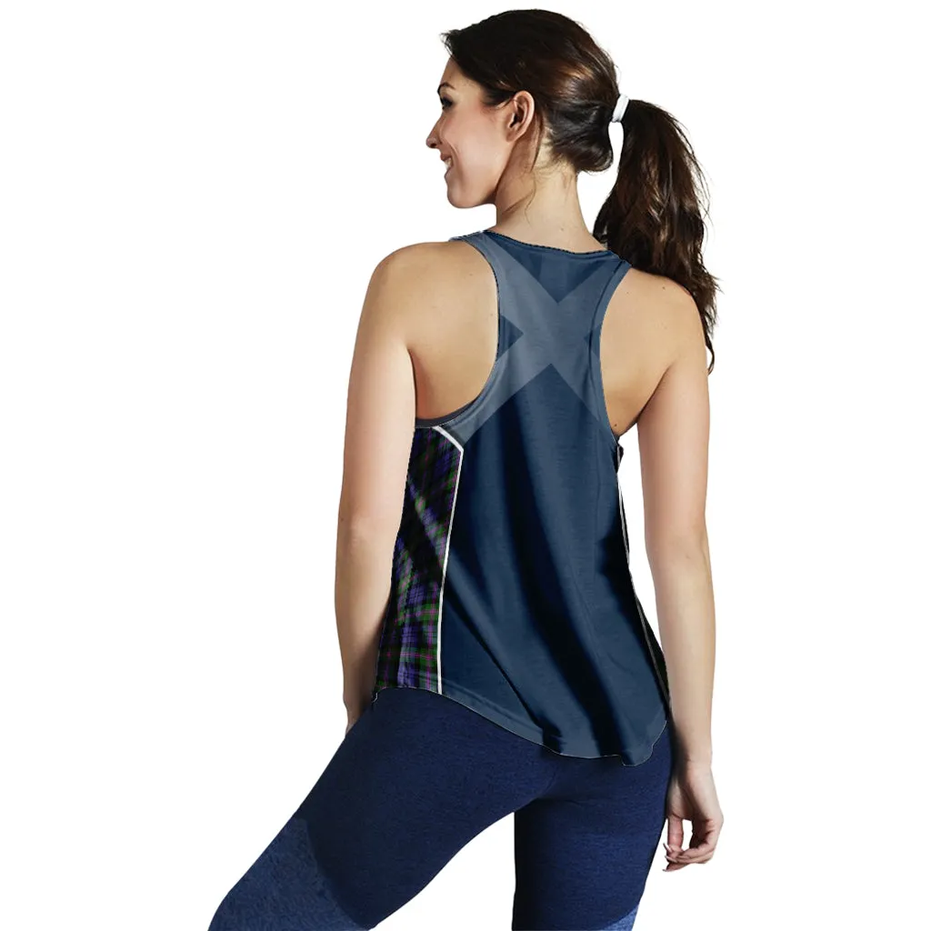 Baird Modern Tartan Women's Racerback Tanks with Family Crest and Scottish Thistle Vibes Sport Style