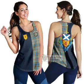 Balfour Blue Tartan Women's Racerback Tanks Alba with Scottish Lion Royal Arm Half Style