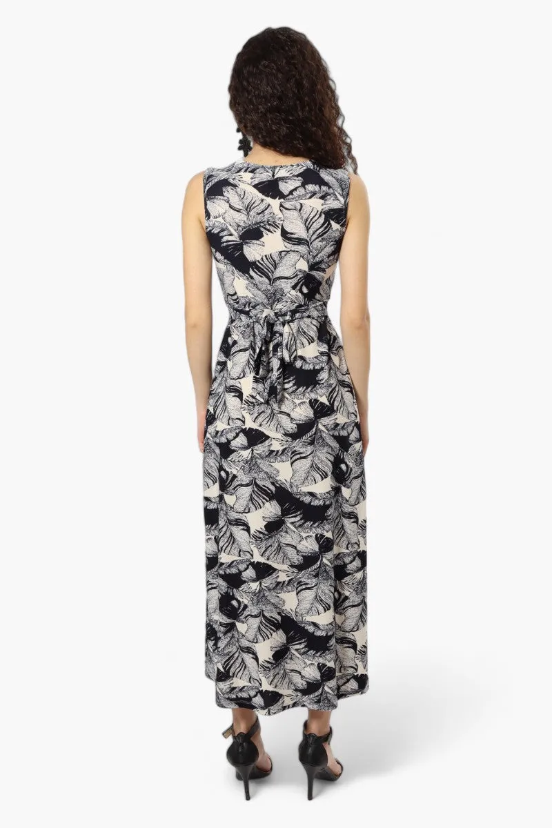 Beechers Brook Floral Sleeveless Crossover Maxi Dress - Black