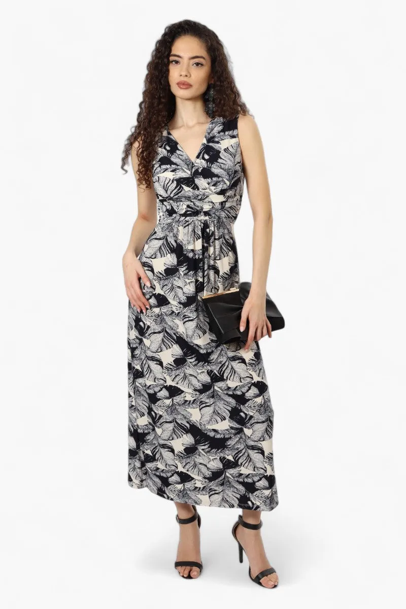 Beechers Brook Floral Sleeveless Crossover Maxi Dress - Black