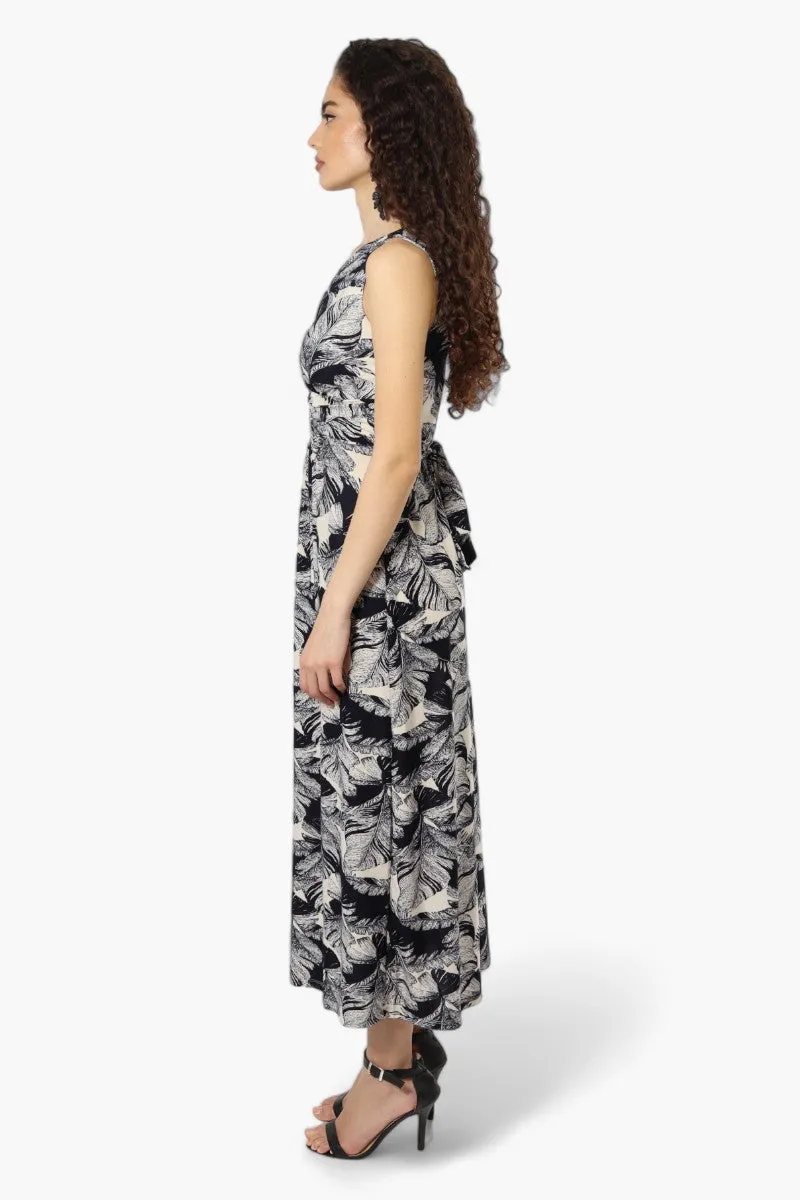 Beechers Brook Floral Sleeveless Crossover Maxi Dress - Black