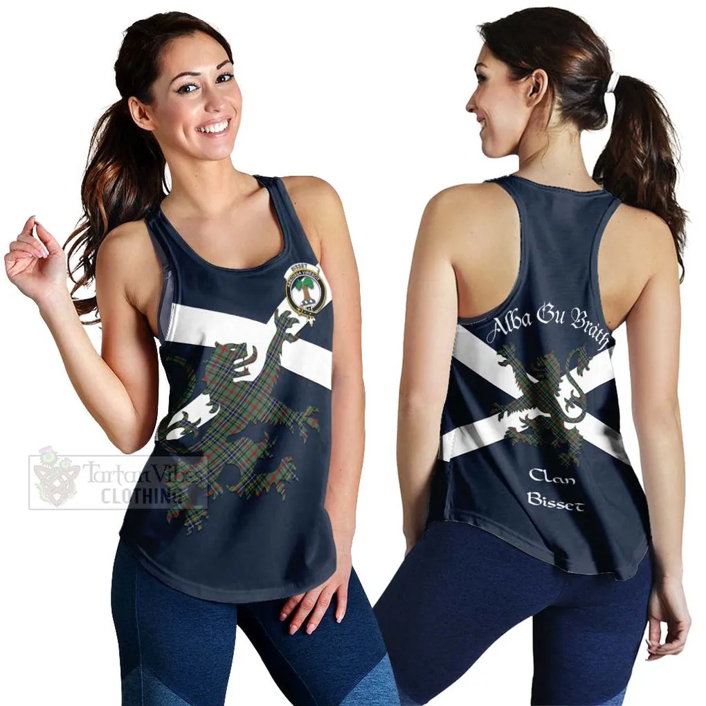 Bisset Tartan Lion Rampant Women's Racerback Tanks  Proudly Display Your Heritage with Alba Gu Brath and Clan Name