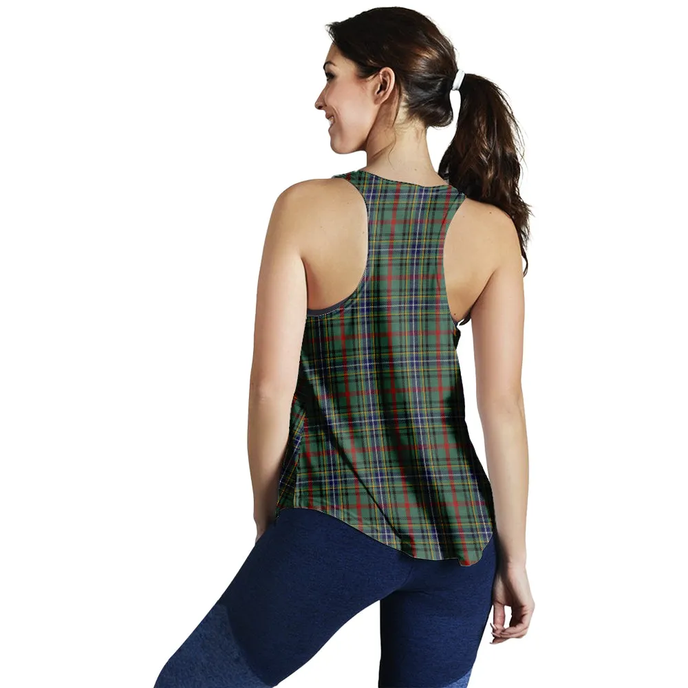 Bisset Tartan Women Racerback Tanks with Family Crest