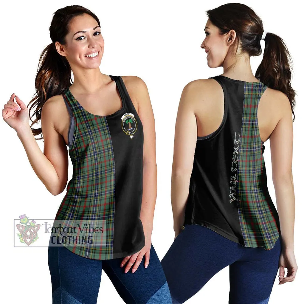 Bisset Tartan Women's Racerback Tanks with Family Crest and Half Of Me Style