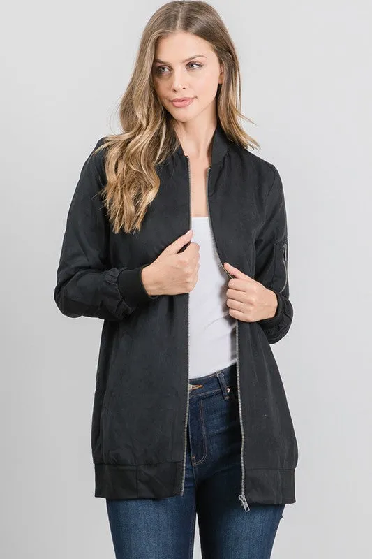 Black Suede Bomber Jacket