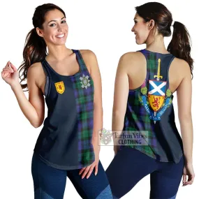 Black Watch Modern Tartan Women's Racerback Tanks Alba with Scottish Lion Royal Arm Half Style