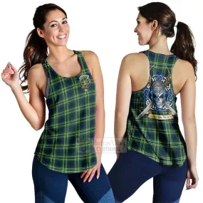 Blackadder Tartan Women's Racerback Tanks with Family Crest Celtic Skull Style