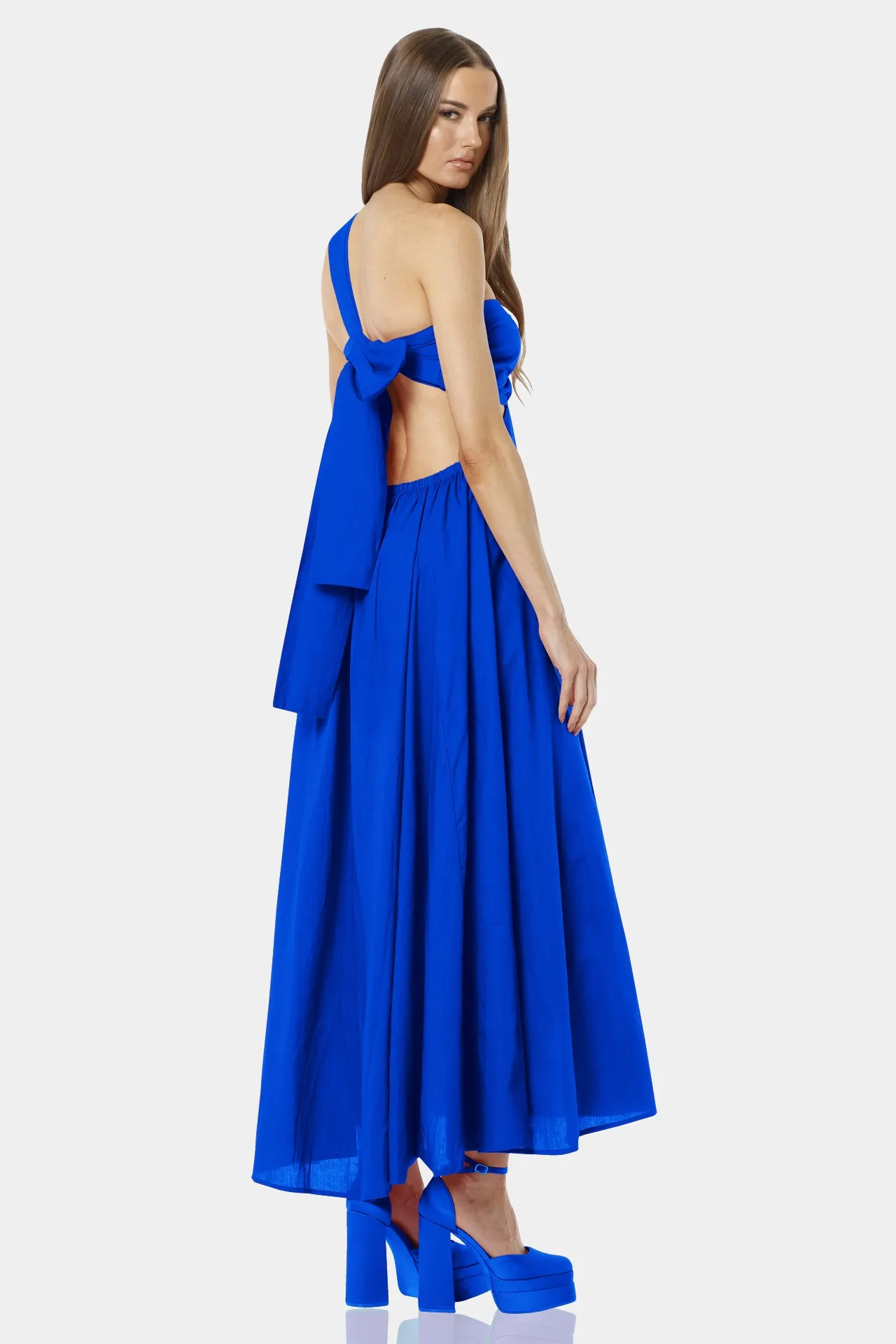 Blue One Shoulder Long Dress