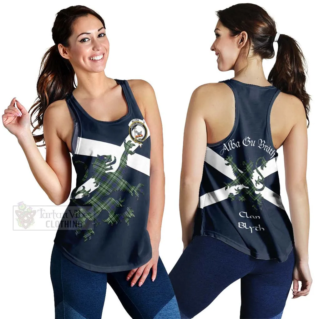 Blyth Tartan Lion Rampant Women's Racerback Tanks  Proudly Display Your Heritage with Alba Gu Brath and Clan Name