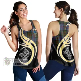 Bowie Tartan Women's Racerback Tanks with Family Crest and Celtic Symbol Style