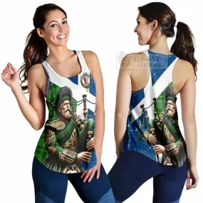 Boyle Tartan Women's Racerback Tanks with Family Crest Scottish Bagpiper Vibes