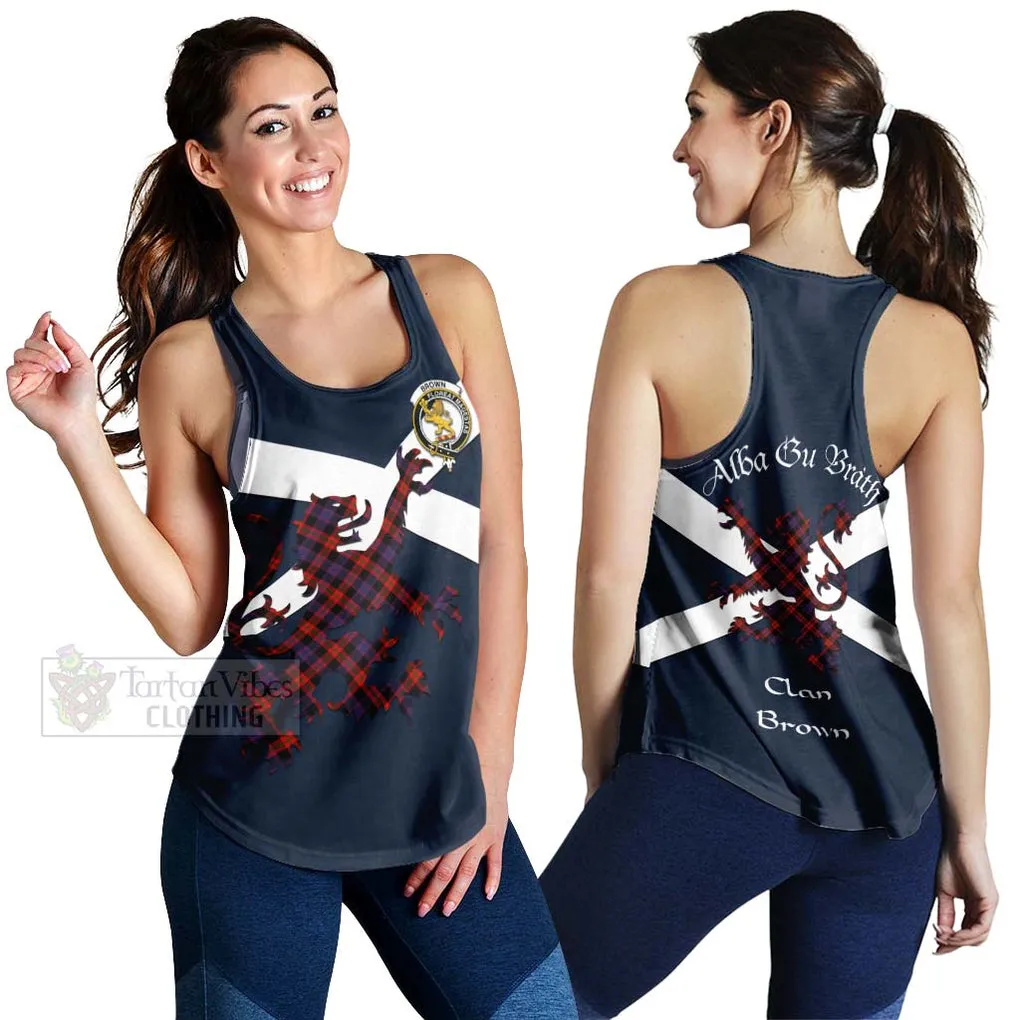 Brown (Broun) Tartan Lion Rampant Women's Racerback Tanks  Proudly Display Your Heritage with Alba Gu Brath and Clan Name