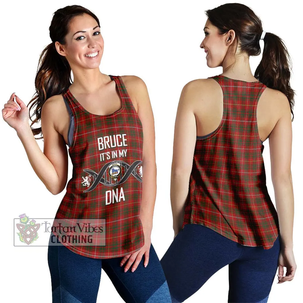 Bruce Tartan Women's Racerback Tanks with Family Crest DNA In Me Style