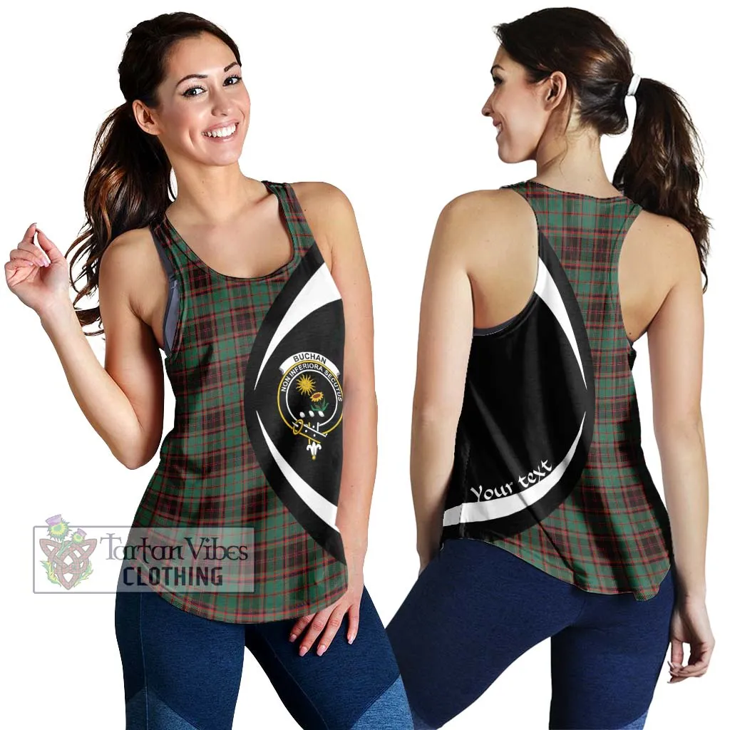 Buchan Ancient Tartan Women's Racerback Tanks with Family Crest Circle Style