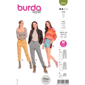 Burda Style Pattern 6054 Misses' Jogging Pants in Three Lengths with Side Stripes B6054