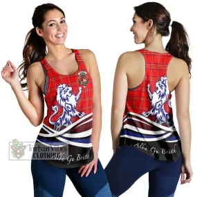 Burnett Modern Tartan Women's Racerback Tanks with Alba Gu Brath Regal Lion Emblem