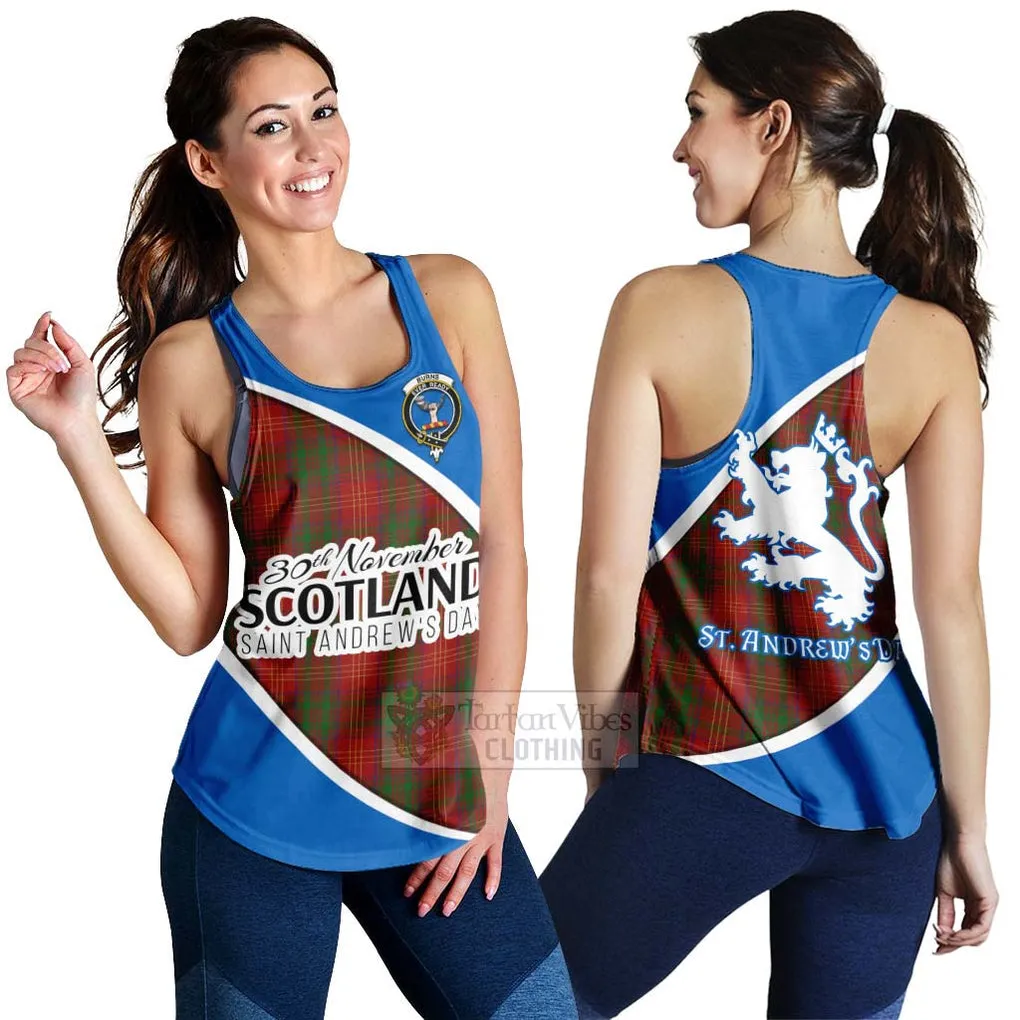 Burns Family Crest Tartan Women's Racerback Tanks Celebrate Saint Andrew's Day in Style