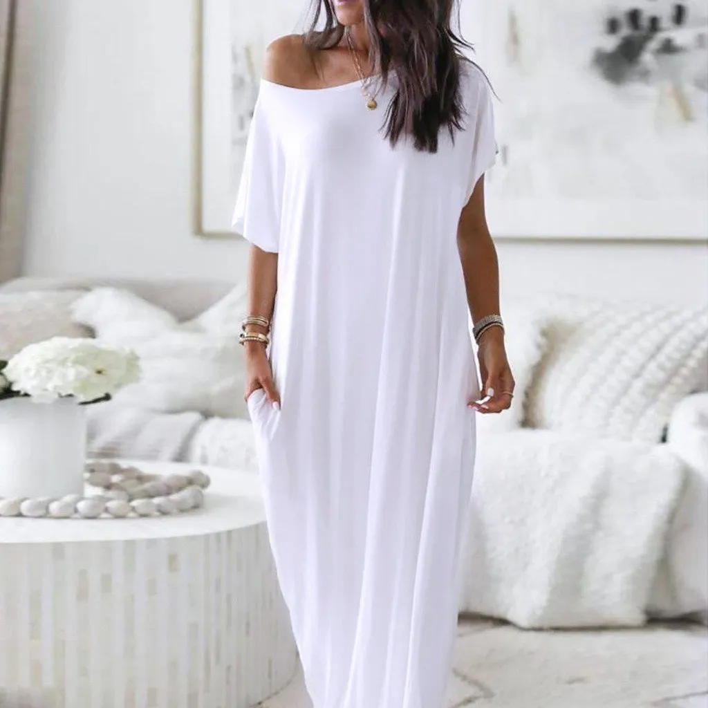 Casual Short Sleves Long Cozy Dresses