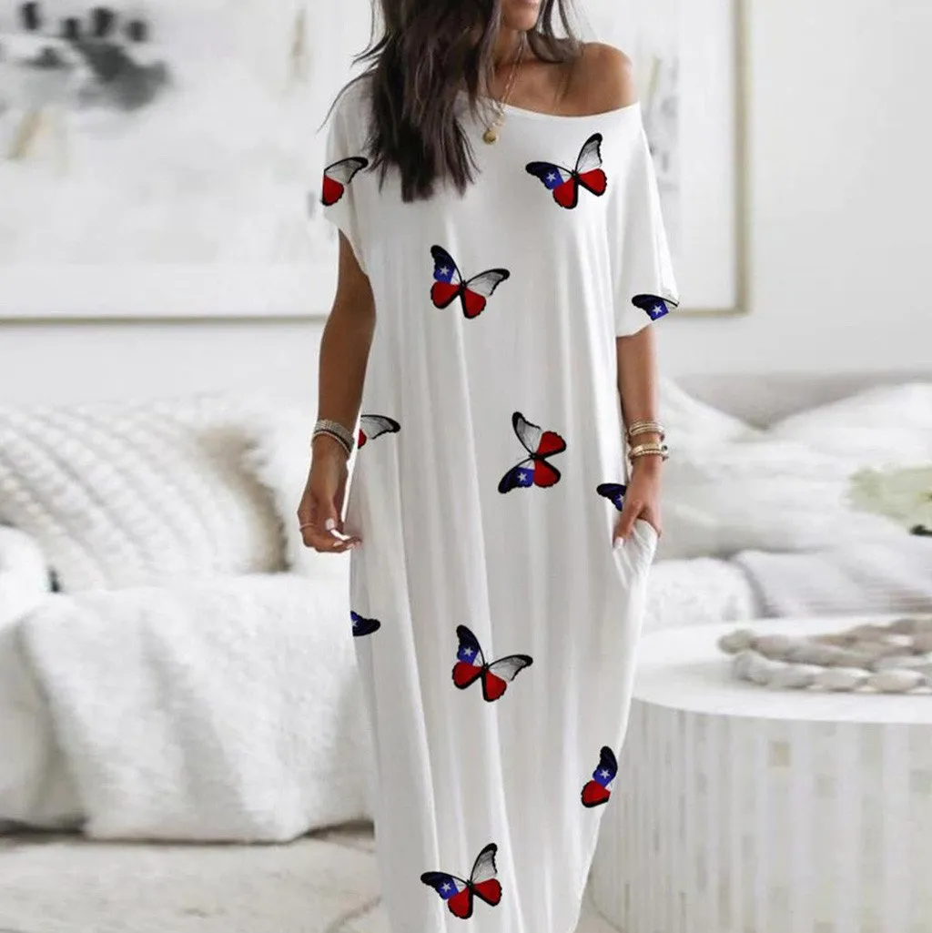 Casual Short Sleves Long Cozy Dresses