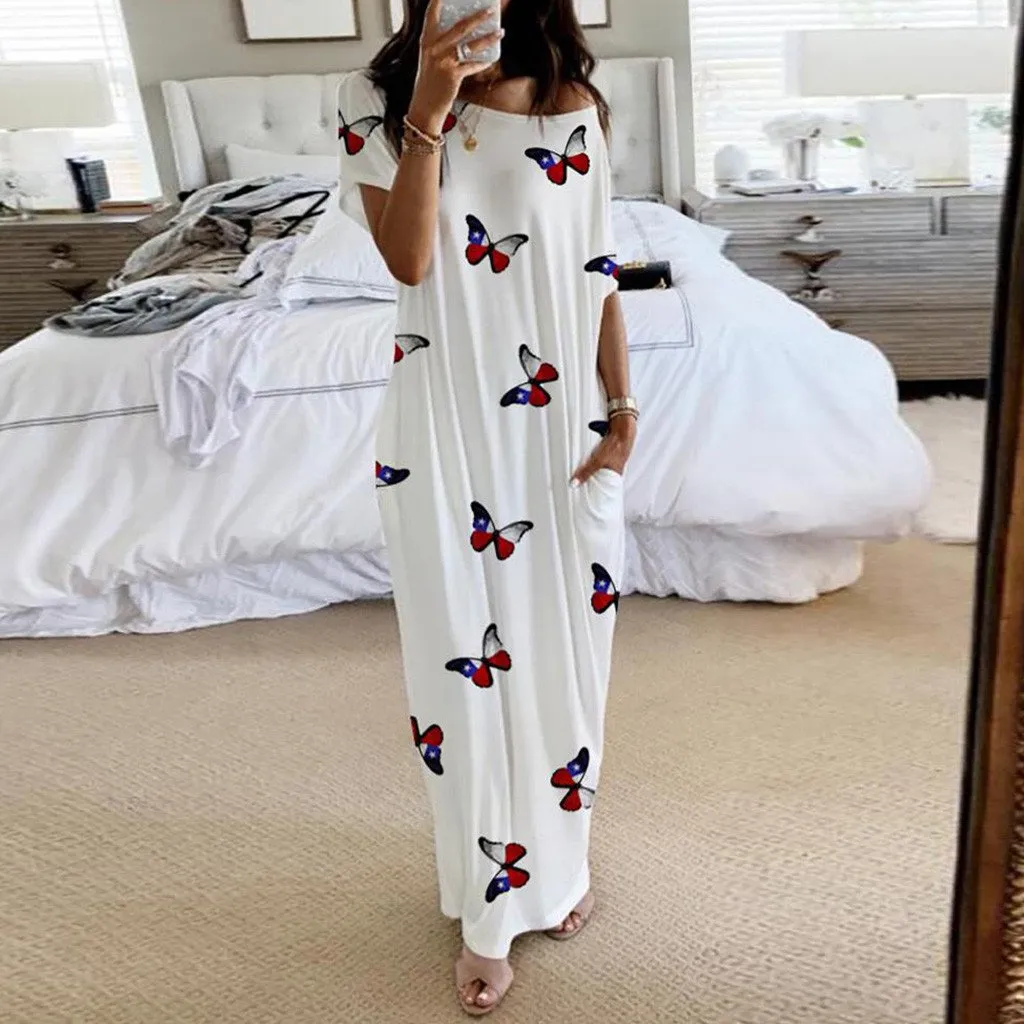 Casual Short Sleves Long Cozy Dresses