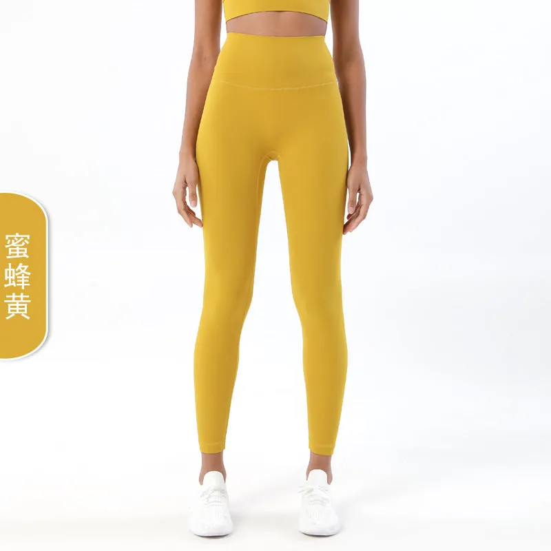 Double-sided Sanding Nude Yoga Pants Women High-waist Buttocks Peach Hip Sports Fitness Pants