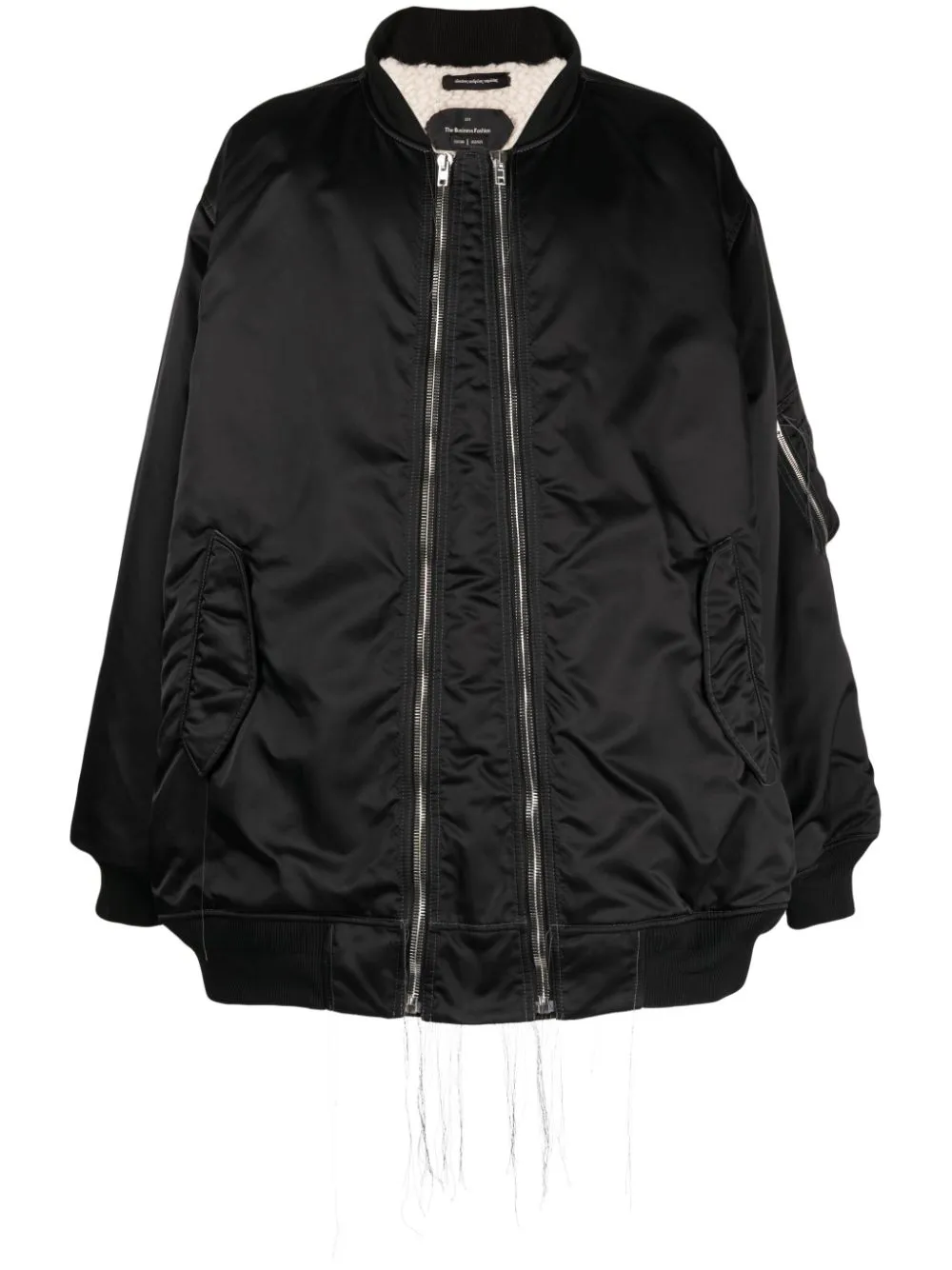 Exposed-Seam Zip-Up Bomber Jacket