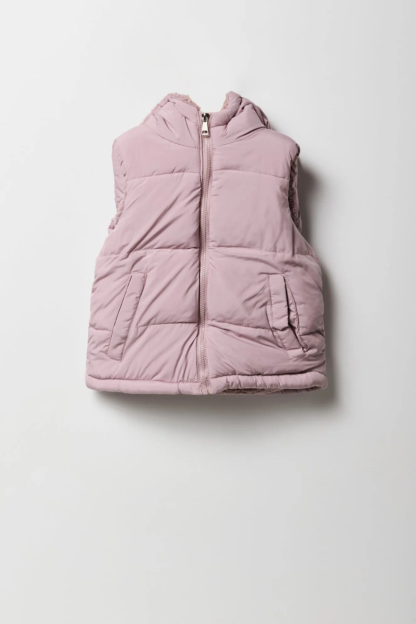 Girls Sherpa Lined Puffer Vest