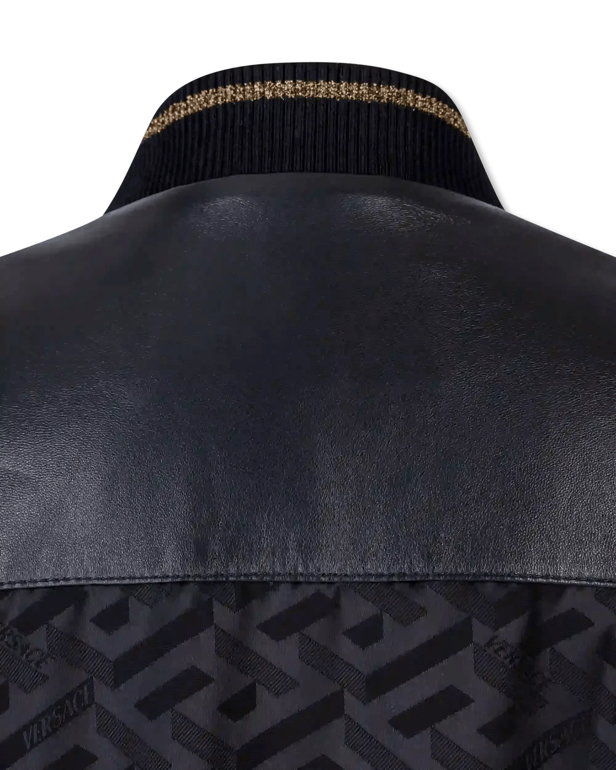 Jacquard Monogram Leather Bomber Jacket