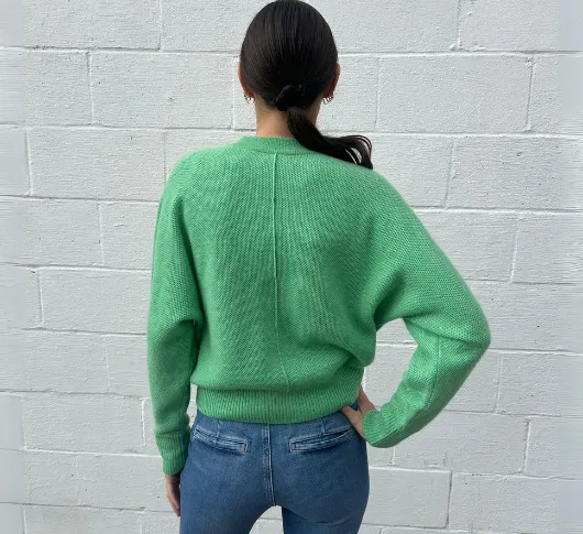 Kinross Cashmere - Honeycomb Zip Bomber Jacket in Jade