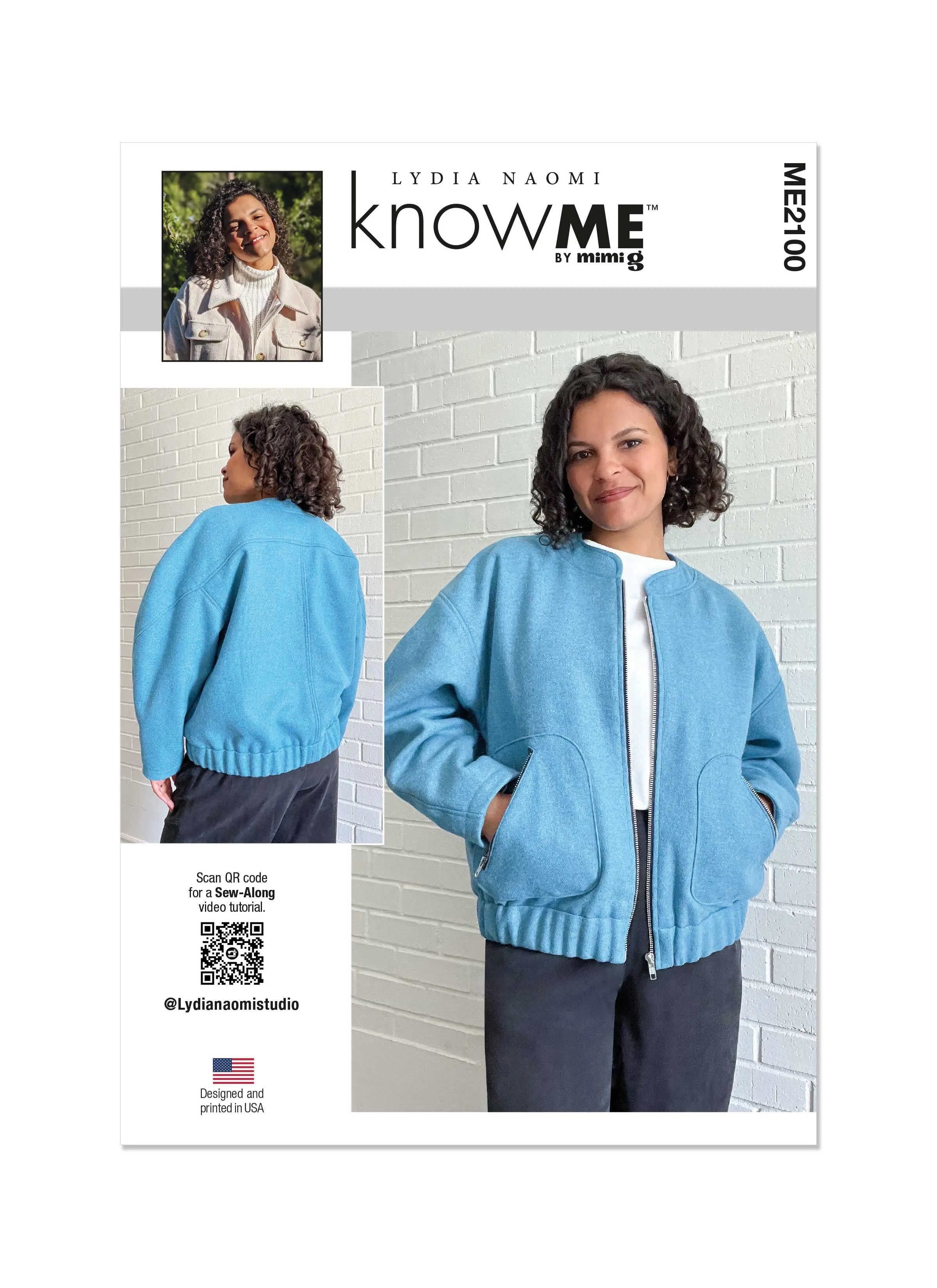 Know Me sewing pattern KM2100 Misses' Bomber Jacket by Lydia Naomi