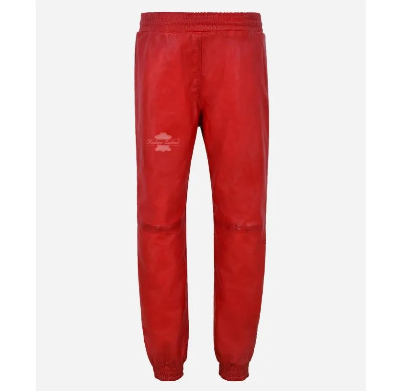 Leather Jogging Bottom Men's Leather Trousers Track Pants