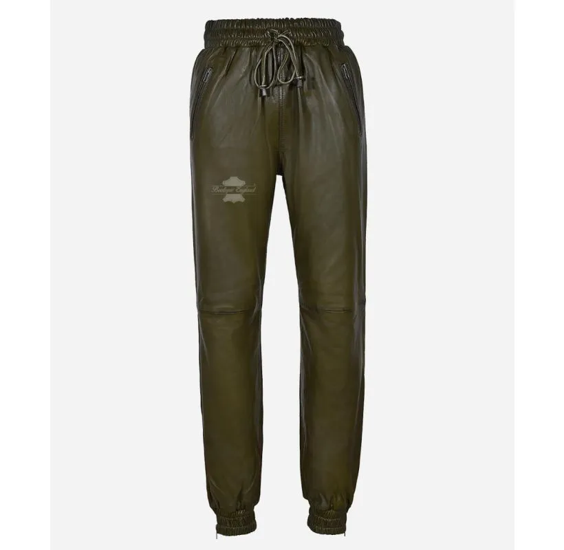 Leather Jogging Bottom Men's Leather Trousers Track Pants