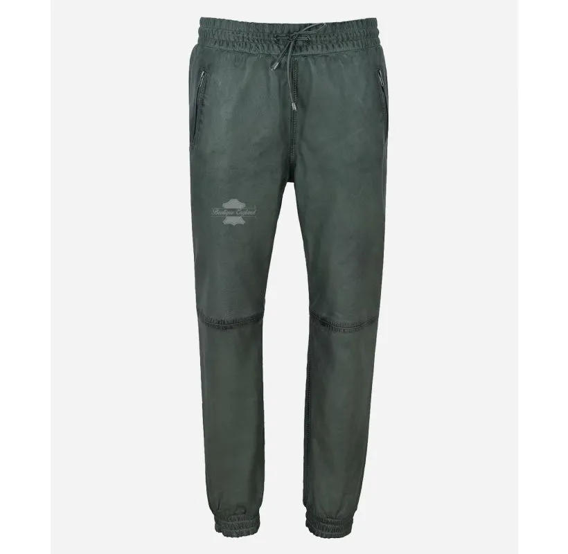 Leather Jogging Bottom Men's Leather Trousers Track Pants