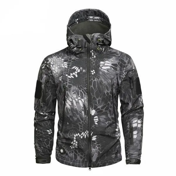 Men's Military Camouflage Fleece Tactical Jacket Men Waterproof  Softshell Windbreaker Winter Army Hooded Coat Hunt Clothes