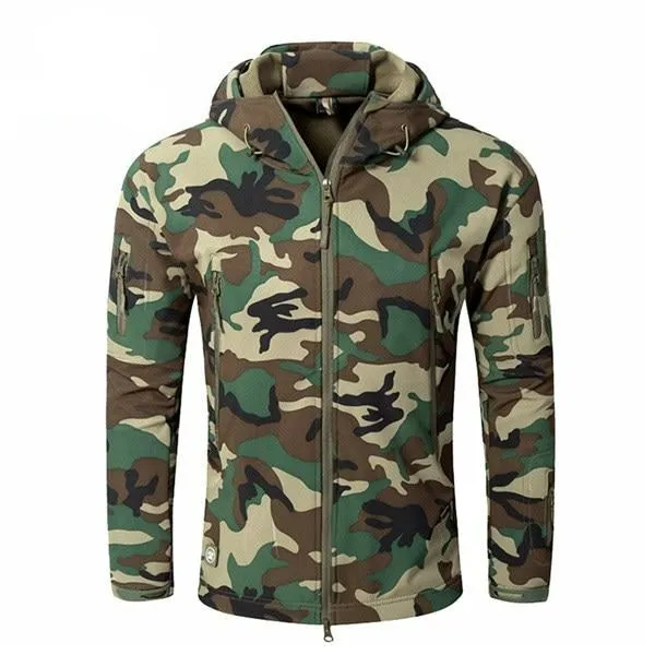 Men's Military Camouflage Fleece Tactical Jacket Men Waterproof  Softshell Windbreaker Winter Army Hooded Coat Hunt Clothes