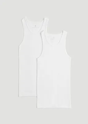 Men's Tall Ribbed Undershirt Tank Top in Bright White (2-Pack)