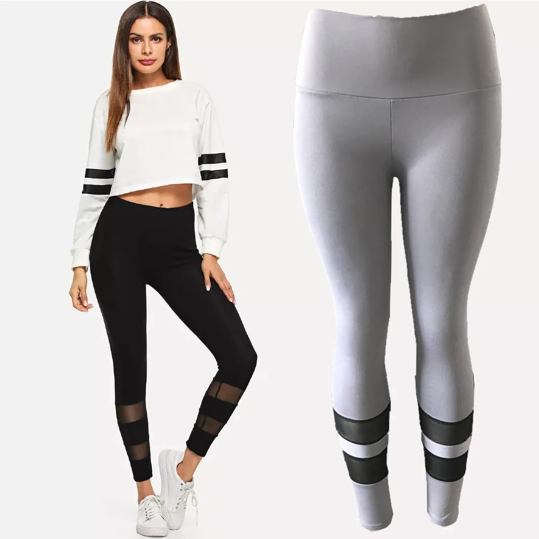 Mesh twin patch fitness leggings