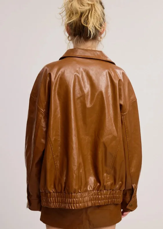 Mimosa Faux Leather Bomber Jacket