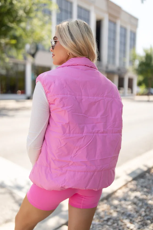 My Eyes On You Pink Oversized Puffer Vest FINAL SALE