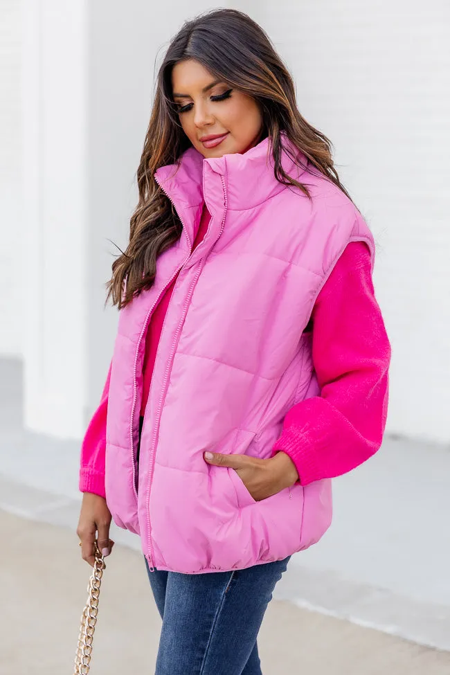 My Eyes On You Pink Oversized Puffer Vest FINAL SALE