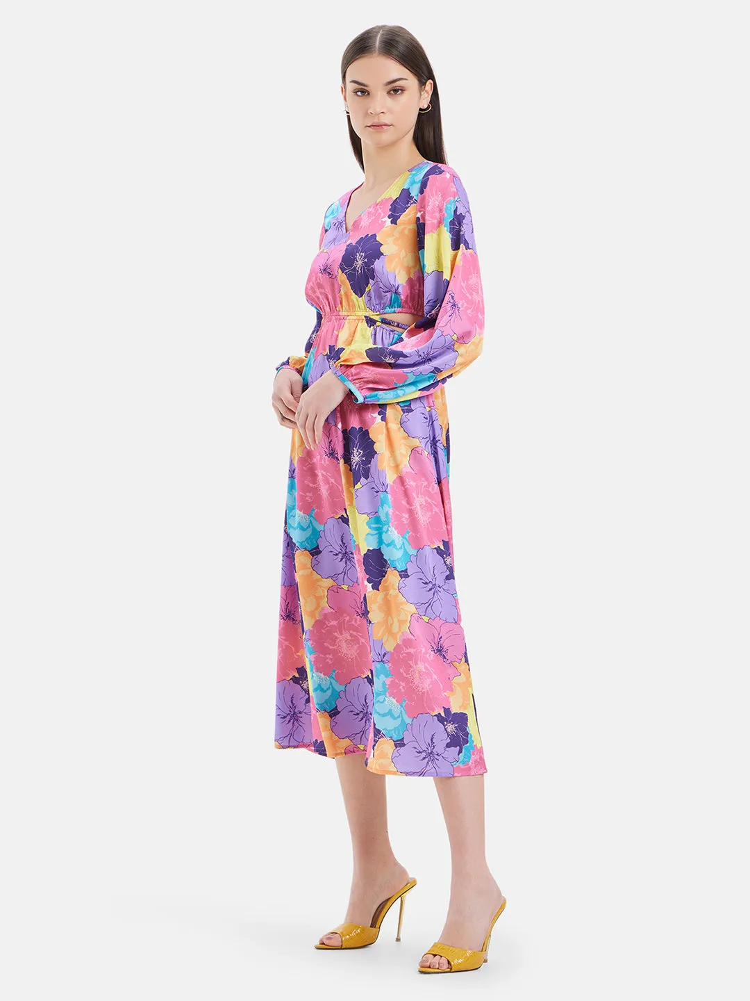 Myrtle Printed Maxi Dress With Cut-Outs