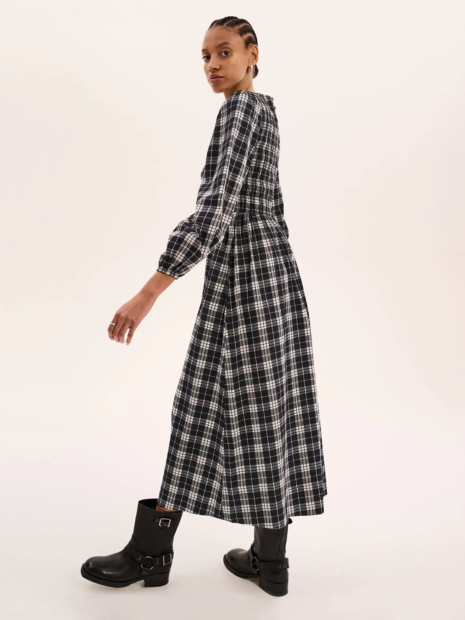 Saint Dress in Mono Check